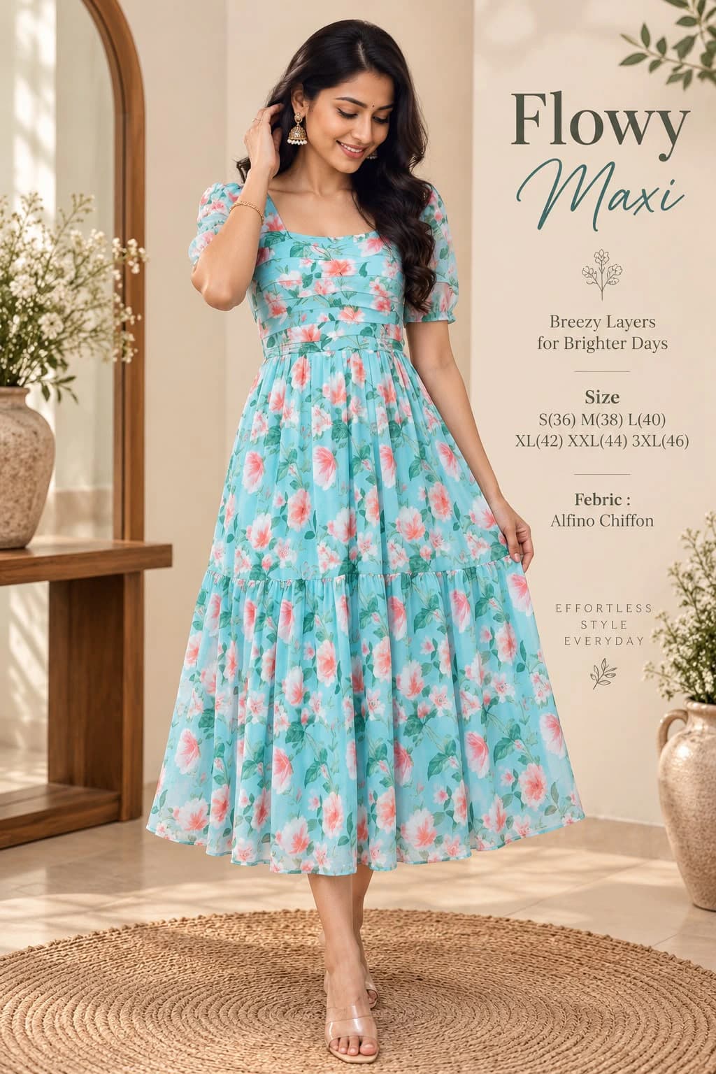 Alfino Chiffon Floral Maxi Dress