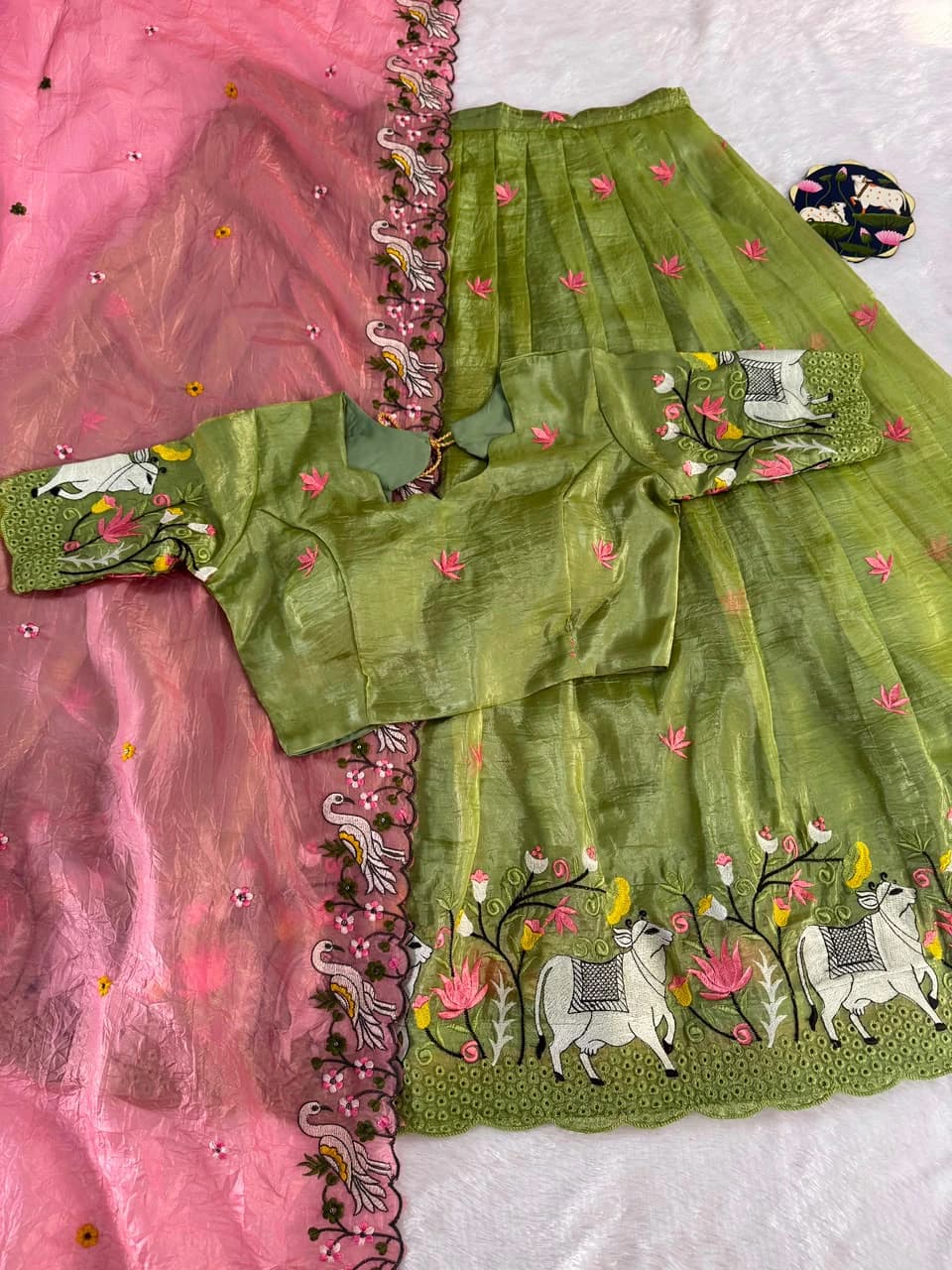 Silk Embroidered Lehenga Set