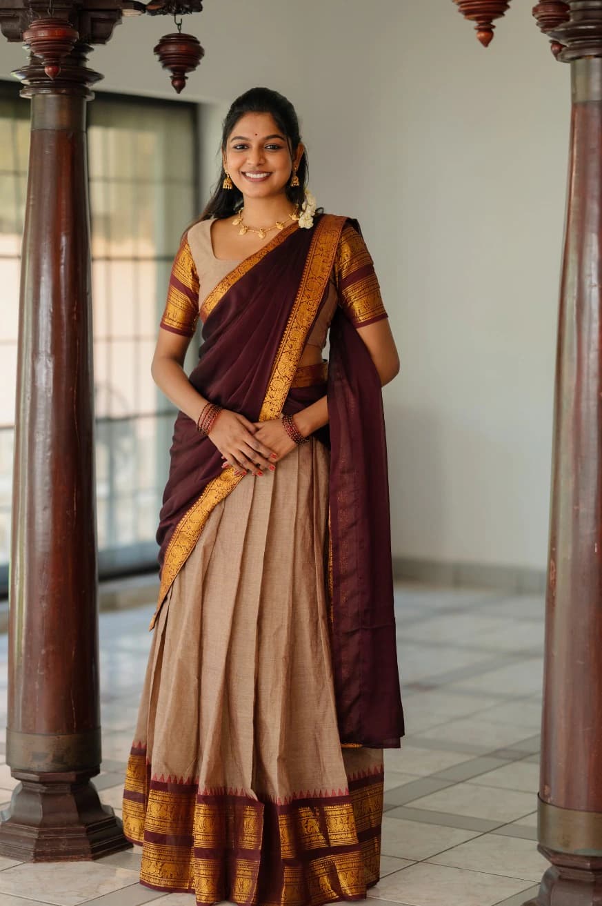 Kanchi Cotton Zari Woven Lehenga Set