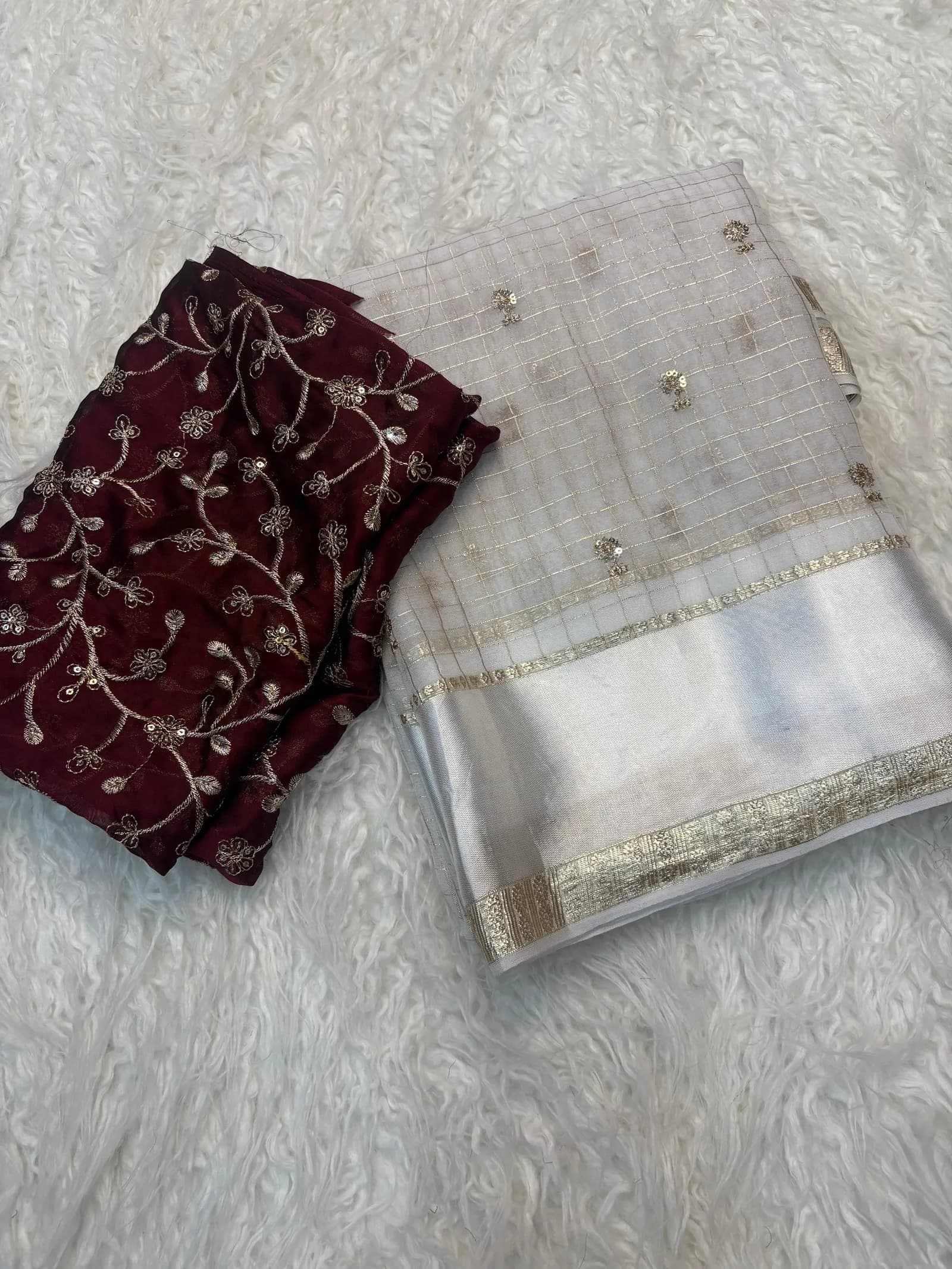 Pure Viscose party wear saree With Velvet shine adorned with sequence work Blouse
