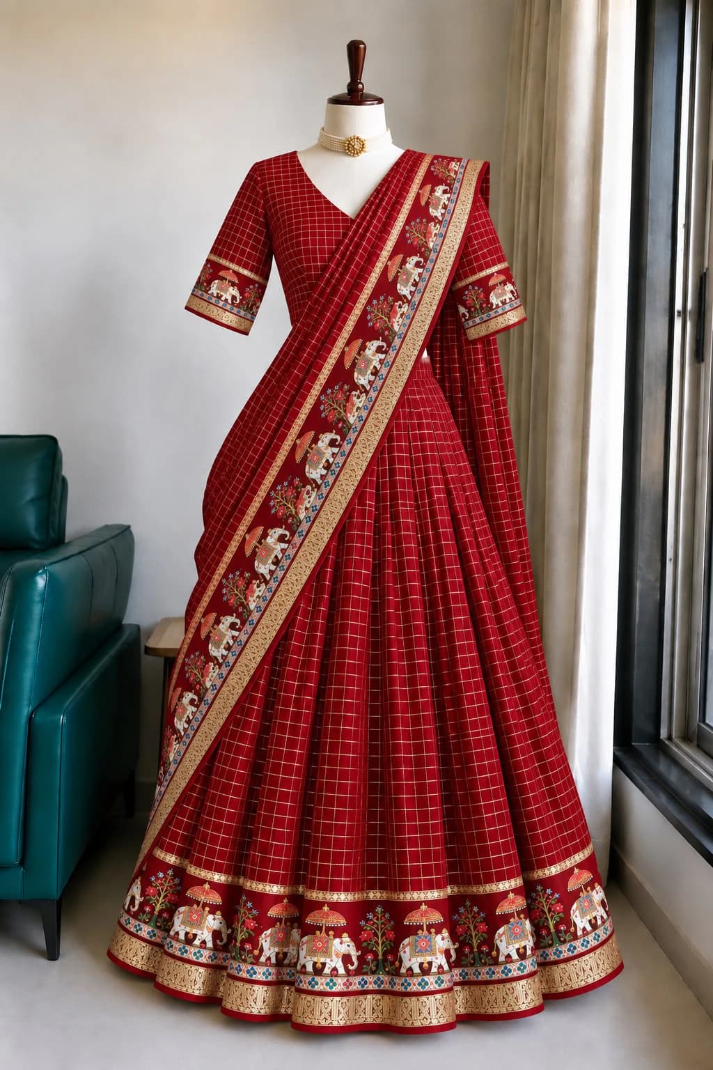 Viscose Zari Woven Lehenga Set