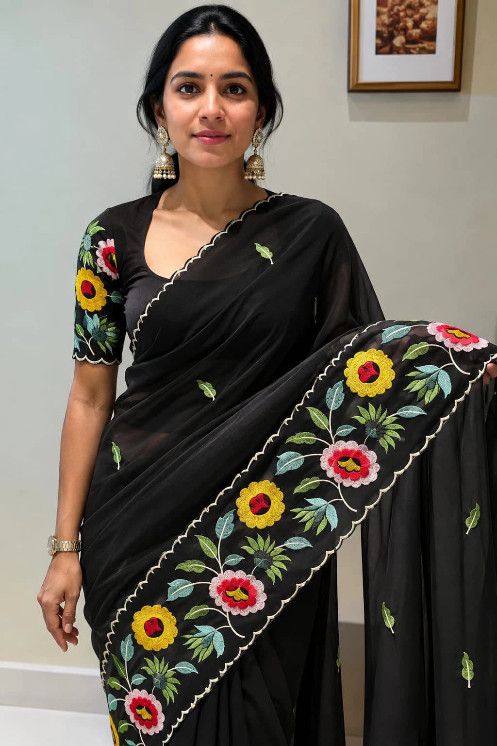 Georgette Embroidered Saree
