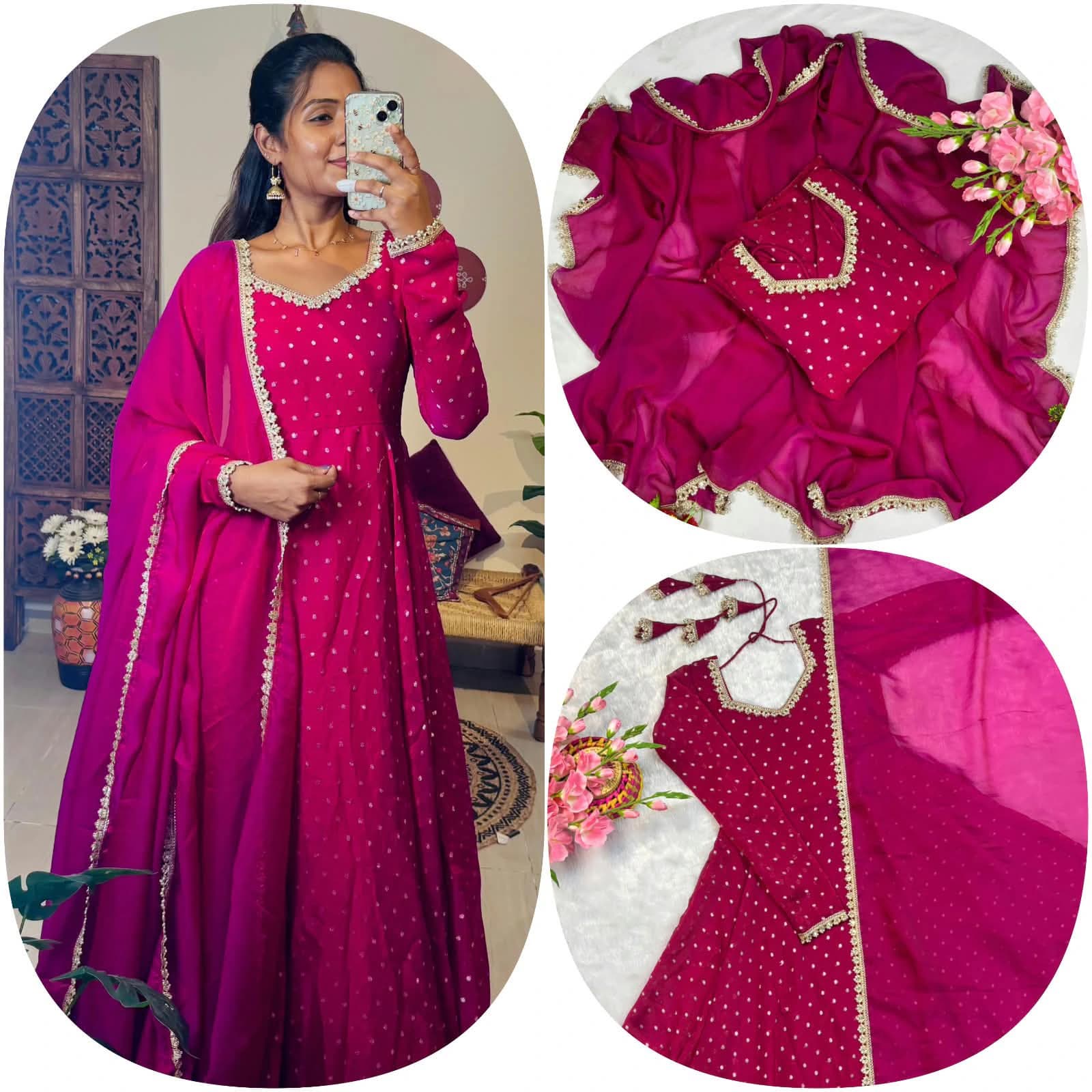 Nc Moss Gown with Dupatta