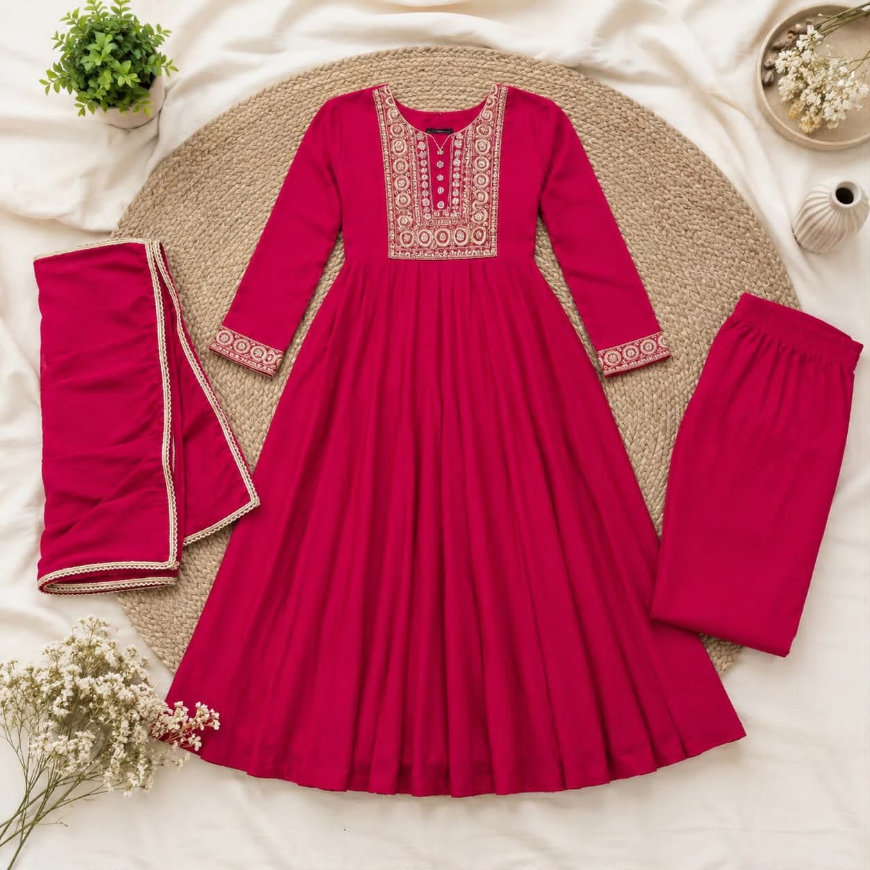 Mehrab Designer Anarkali Suit Set with Gold Embroidery