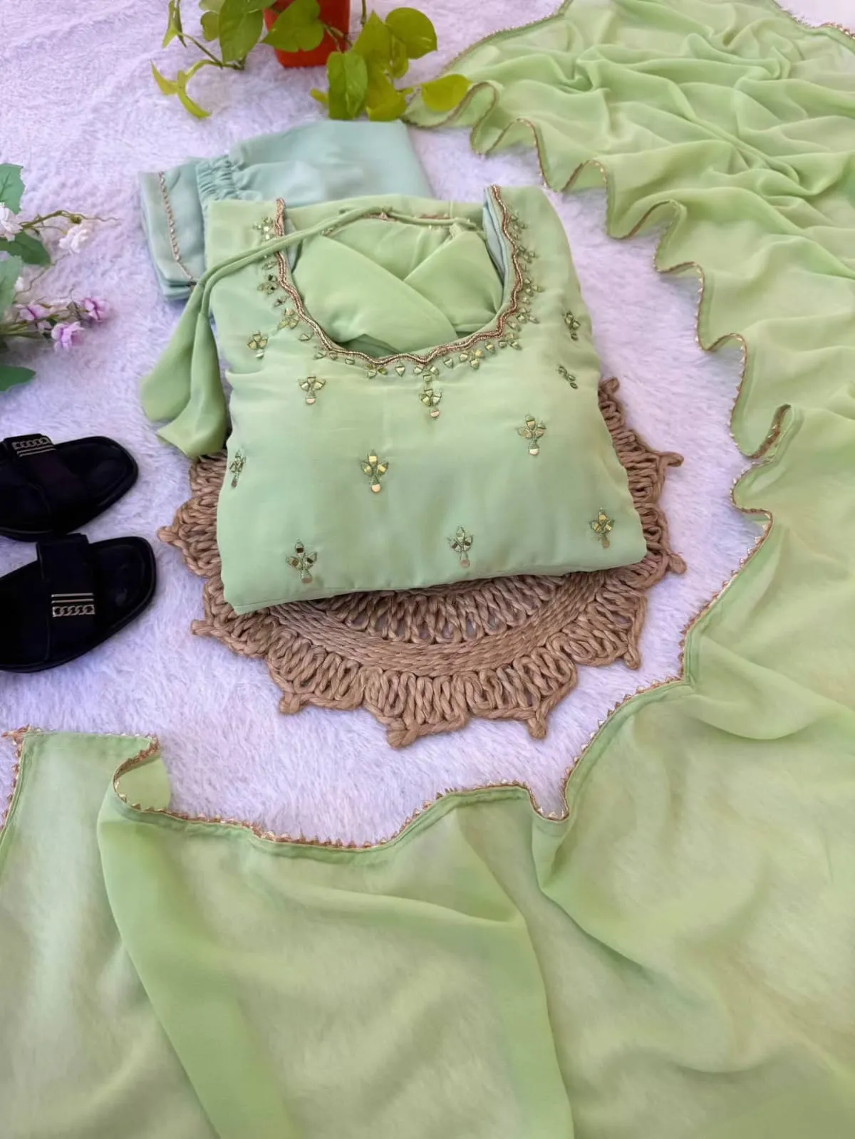 👑🌸Premium Georgette Minnale Anarkali Set With Bottom & Dupatta🌸👑