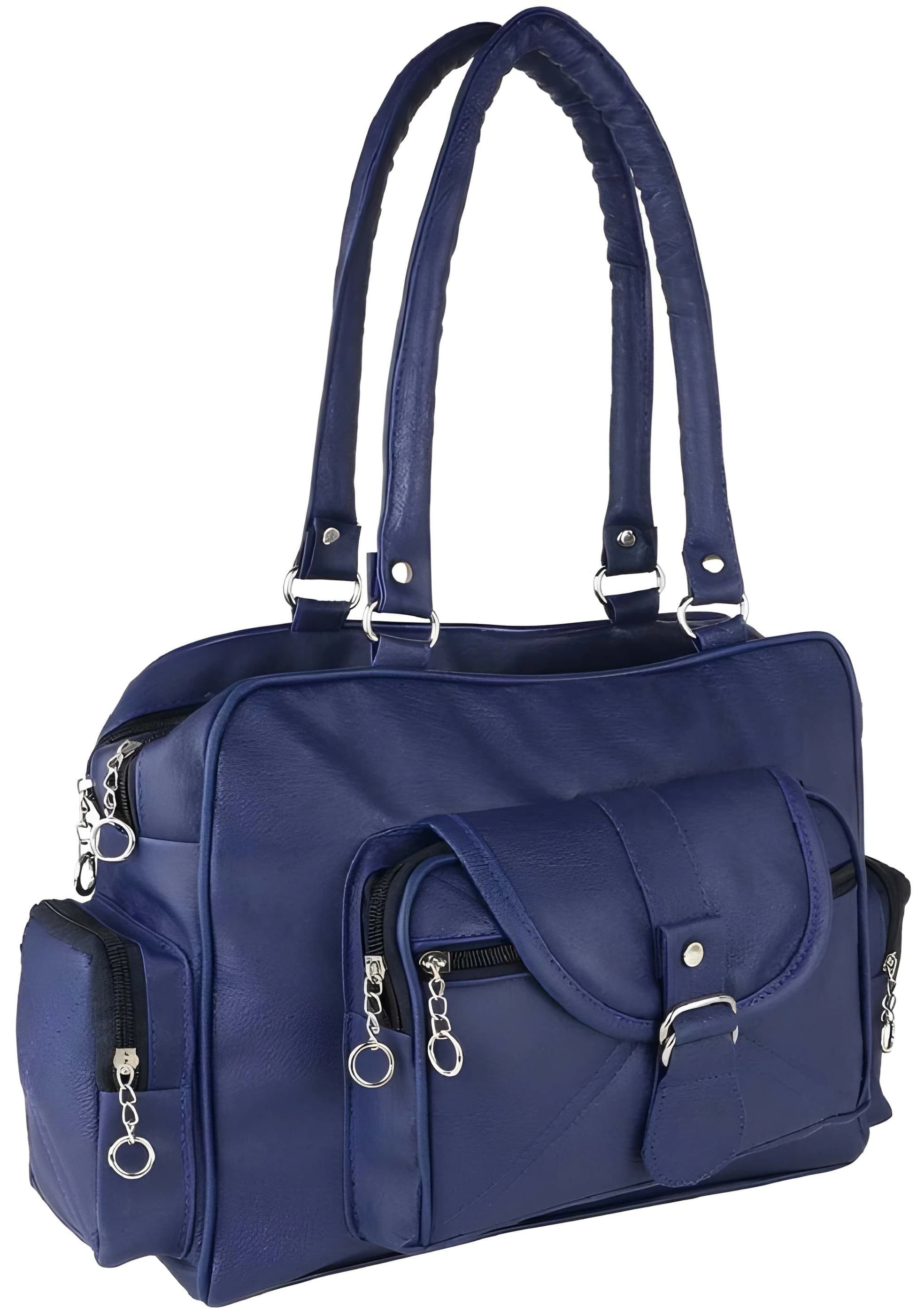 Women's Handbag with Golden Accessories & Fur Charm | Perfect for Work, Shopping & Parties