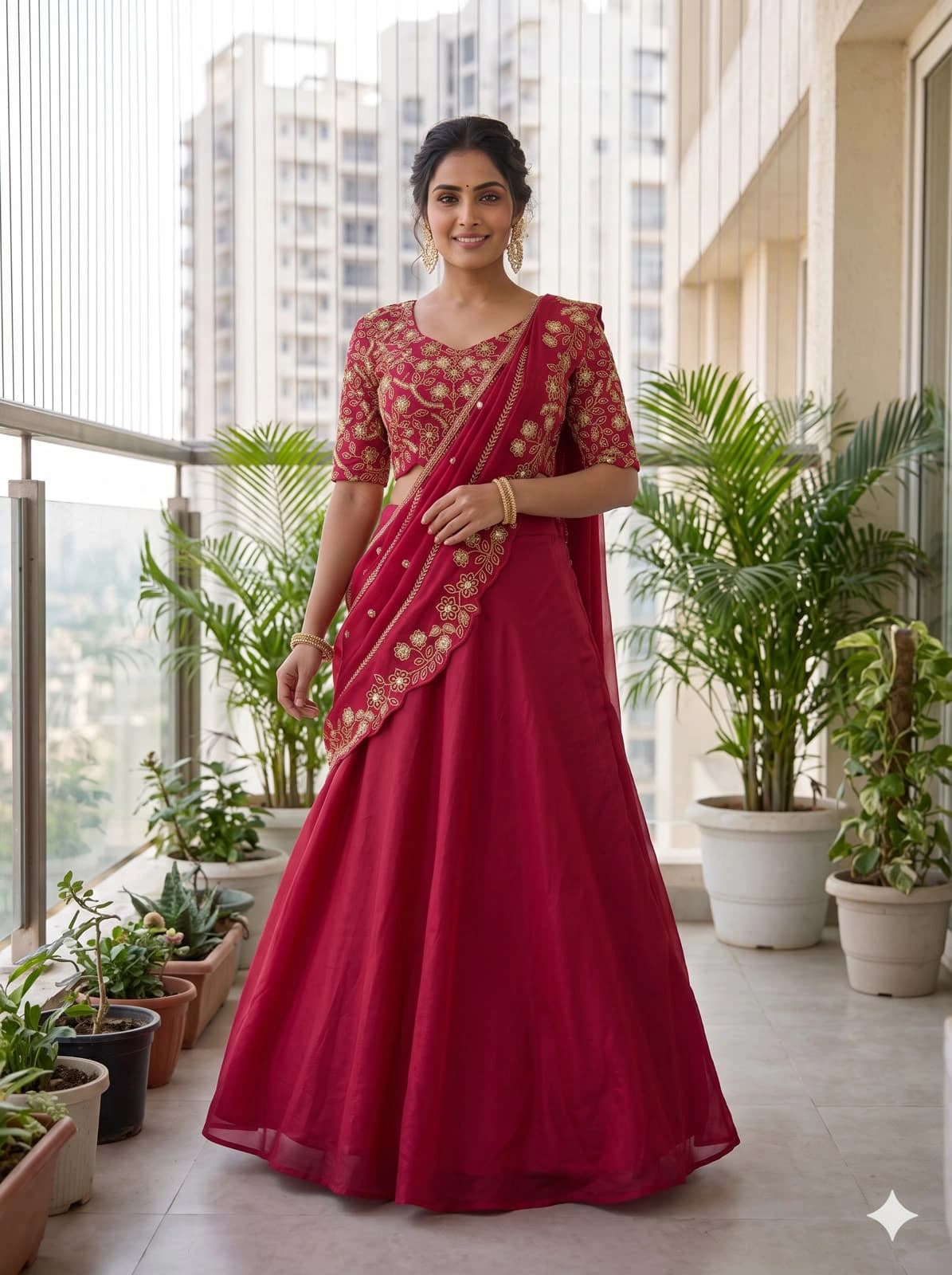 Fandy Satin Lehenga Saree