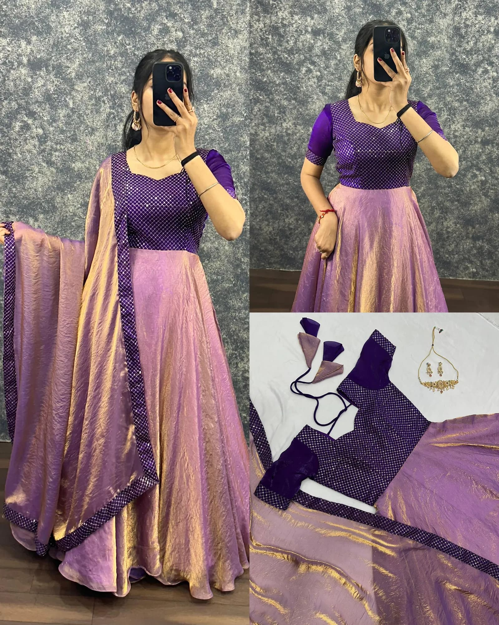 🌸🌸Attractive Pure Soft Fendy Silk Gown With Dupatta😎😎