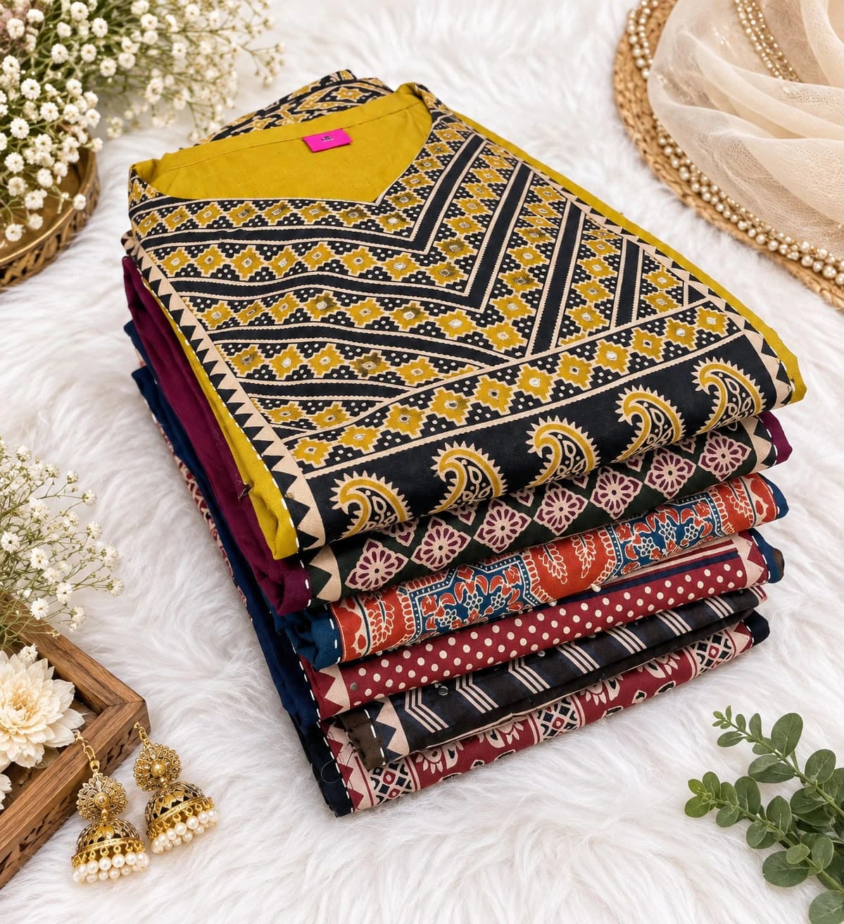 Cotton Ajrakh Print Kurta Set