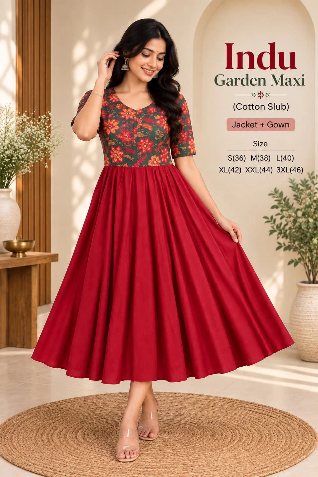 Biscuit Slub Floral Dress