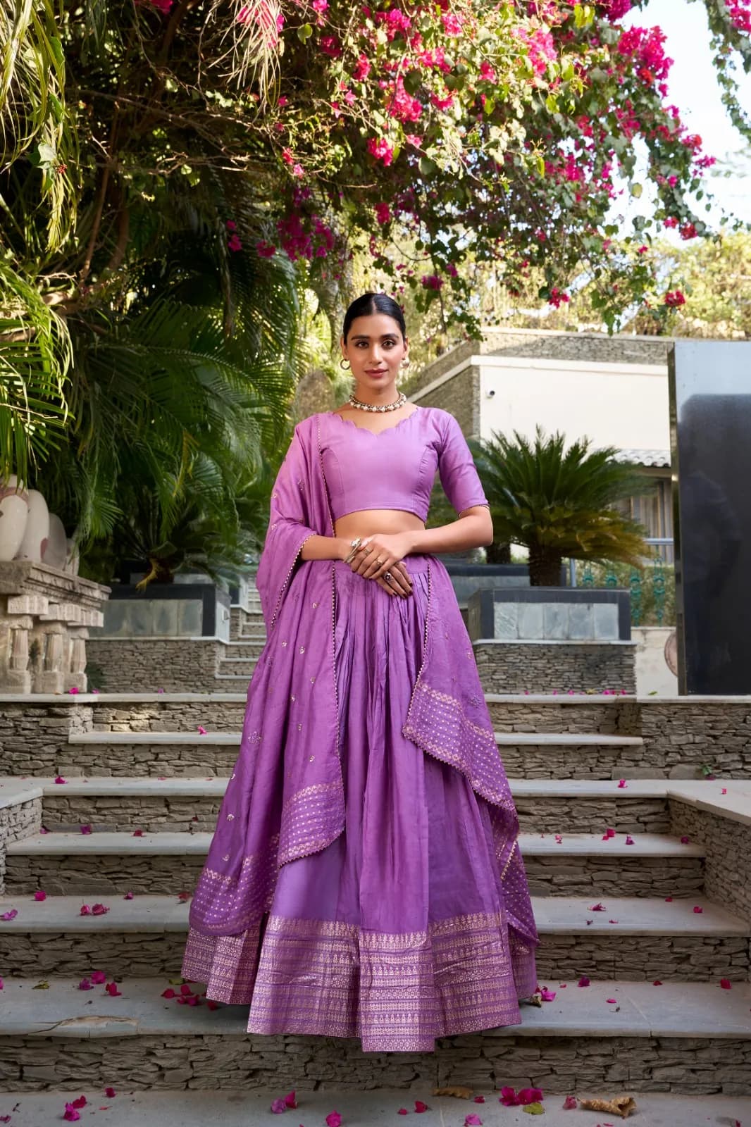 Pure Chanderi Work Lehenga Set