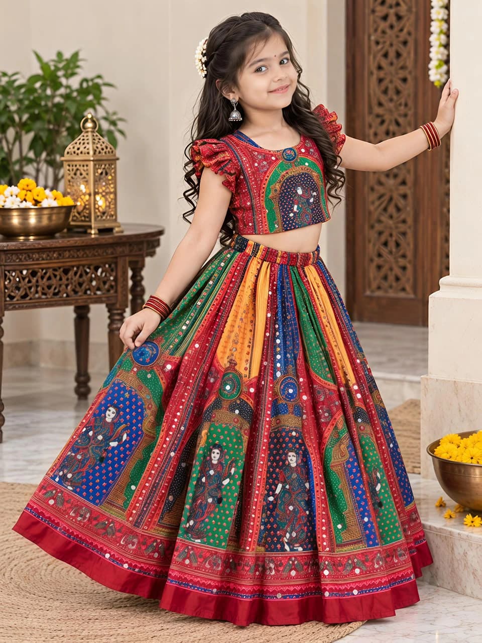Chinon Silk Lehenga Choli for Kids