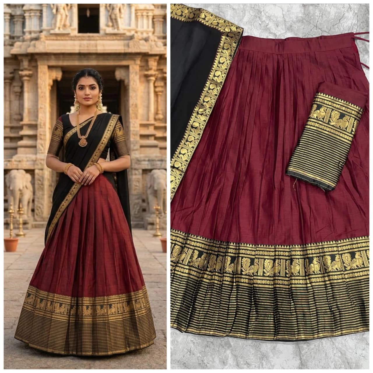 Kanji Cotton Silk Lehenga Set