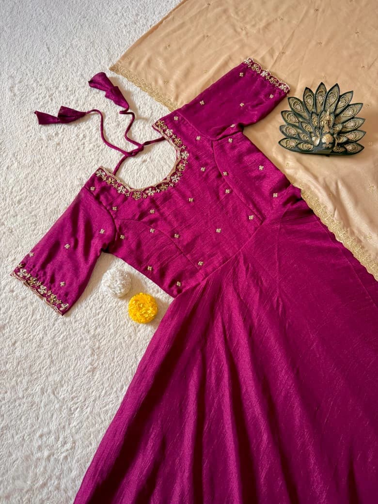 Vichitra Silk Gown with Dupatta