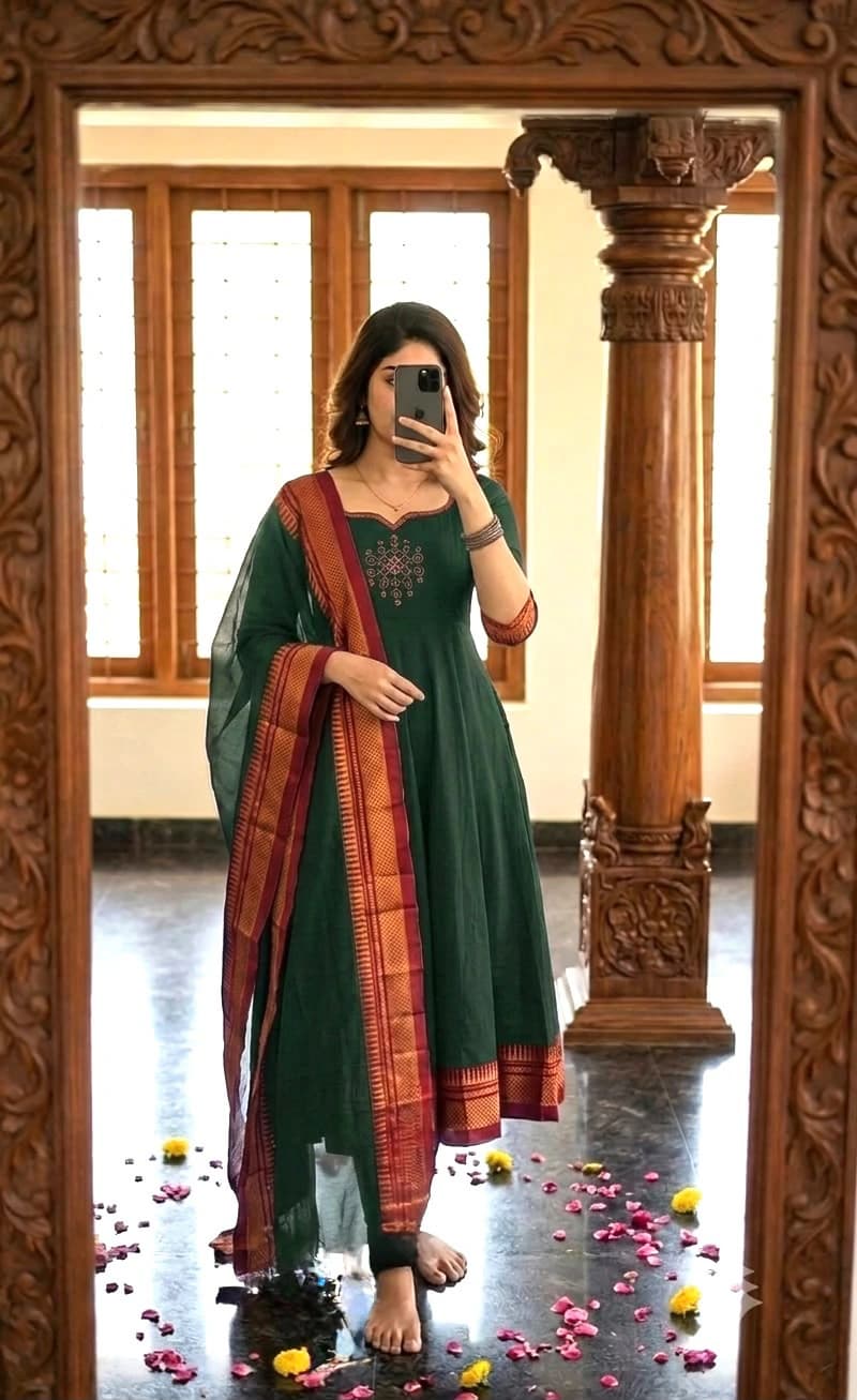 Span Cotton Anarkali Kurta Set
