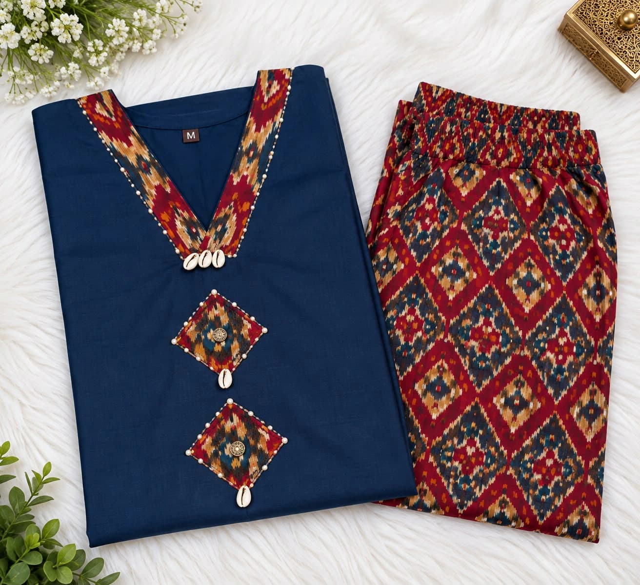 Cotton Ikkat Co-ord Set for Women